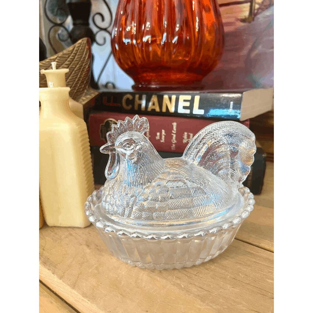 Mosser Westmoreland Mold Crystal Carnival Rooster on Nest, Rosso Exclusive